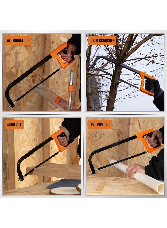 كسيبي إطار منشار/بلاستيك مزدوج اللون، 290 مم، أداة فولاذية عالية الجودة، أداة قطع معدنية، قبضة مريحة، خفيفة الوزن، مثالية لقطع المعادن، مثل الفولاذ والنحاس والألمنيوم/أداة السباكة وأعمال النجارة. - Image 5